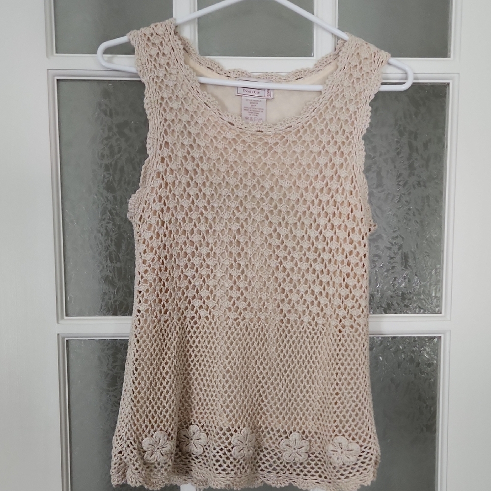 Cream Crochet Sleeveless Top
